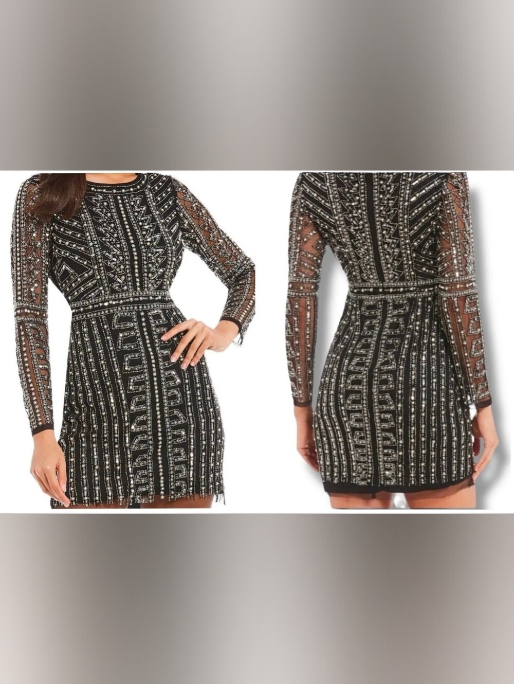 Gianni Bini Dani Pearl & Sequin Embellished Mini Dress - Size 6